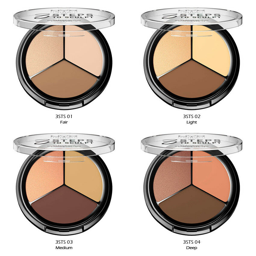 NYX Professional Makeup 3 STEPS TO SCULPT FACE SCULPTING PALETTE Тройная палетка для скульптурирования