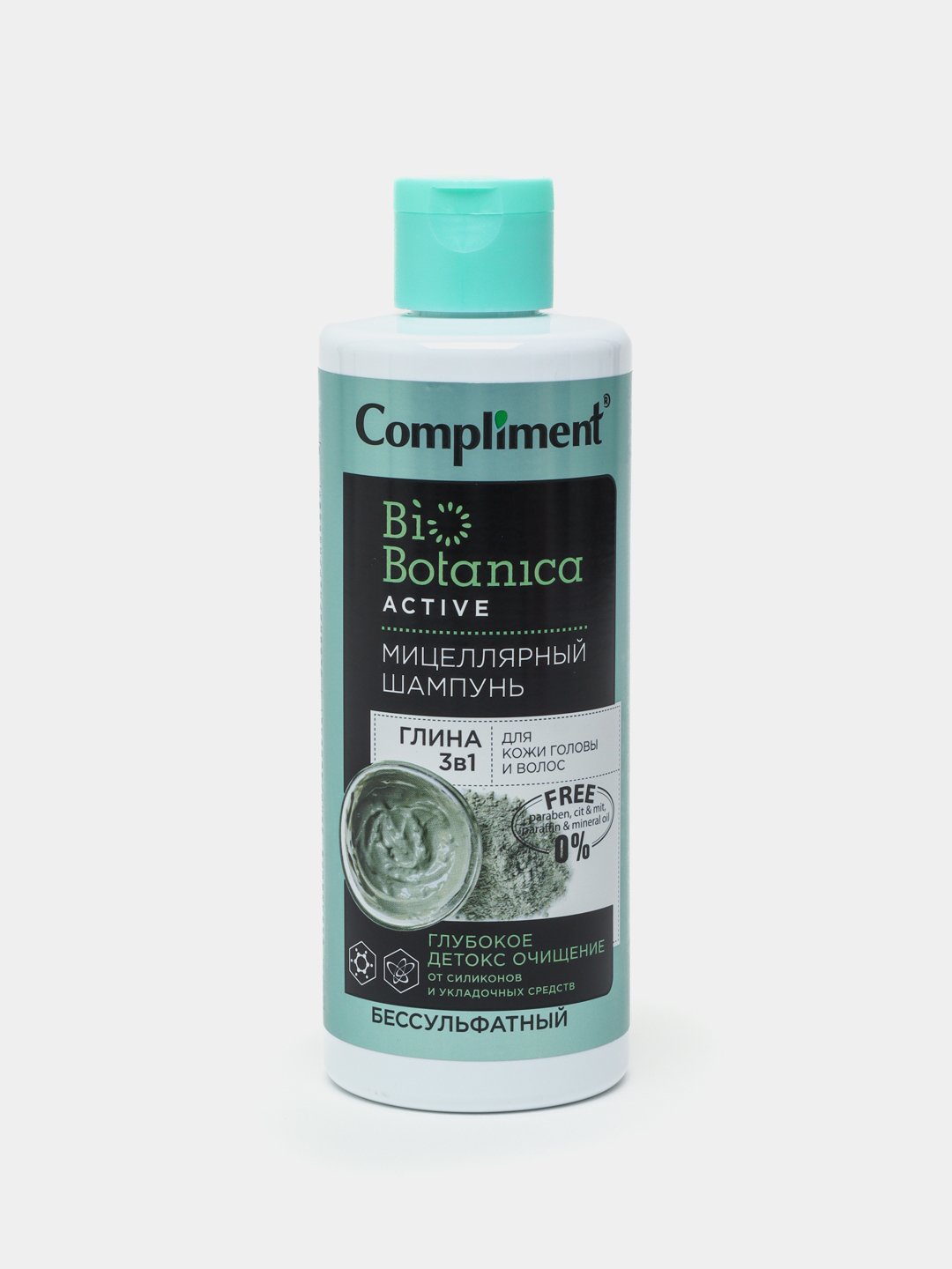 Compliment BioBotanıca ACTIVE МИЦЕЛЛЯРНЫЙ ШАМПУНЬ ГЛИНА 3в1 для кожи головы и волос