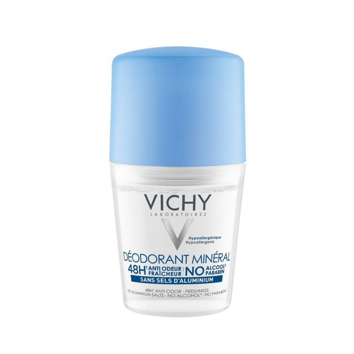 VICHY Минеральный дезодорант без солей алюминия, прозрачное нанесение без пятен на одежде и 48 часов свежести